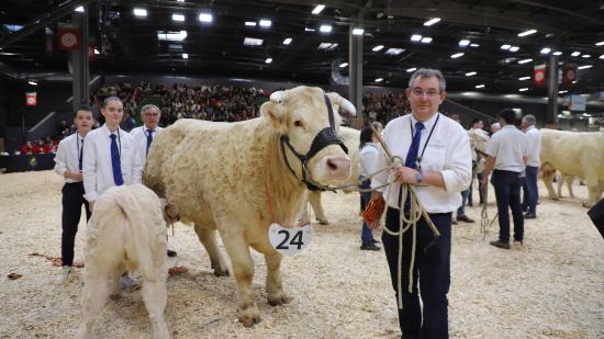 Princesse, accompagnée de son jeune veau a remporté le 5e prix dans sa catégorie rendant fier Hugues Pichard et sa famille établis à Montceau-les-Mines – Photo Océane Lavoustet