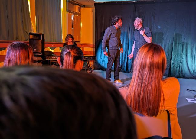 Représentation-débat « Ramassage des rêves et des peurs de l’orientation au lycée professionnel Tristan Bernard, à Besançon, jeudi 4 avril 2024 - Photo DR