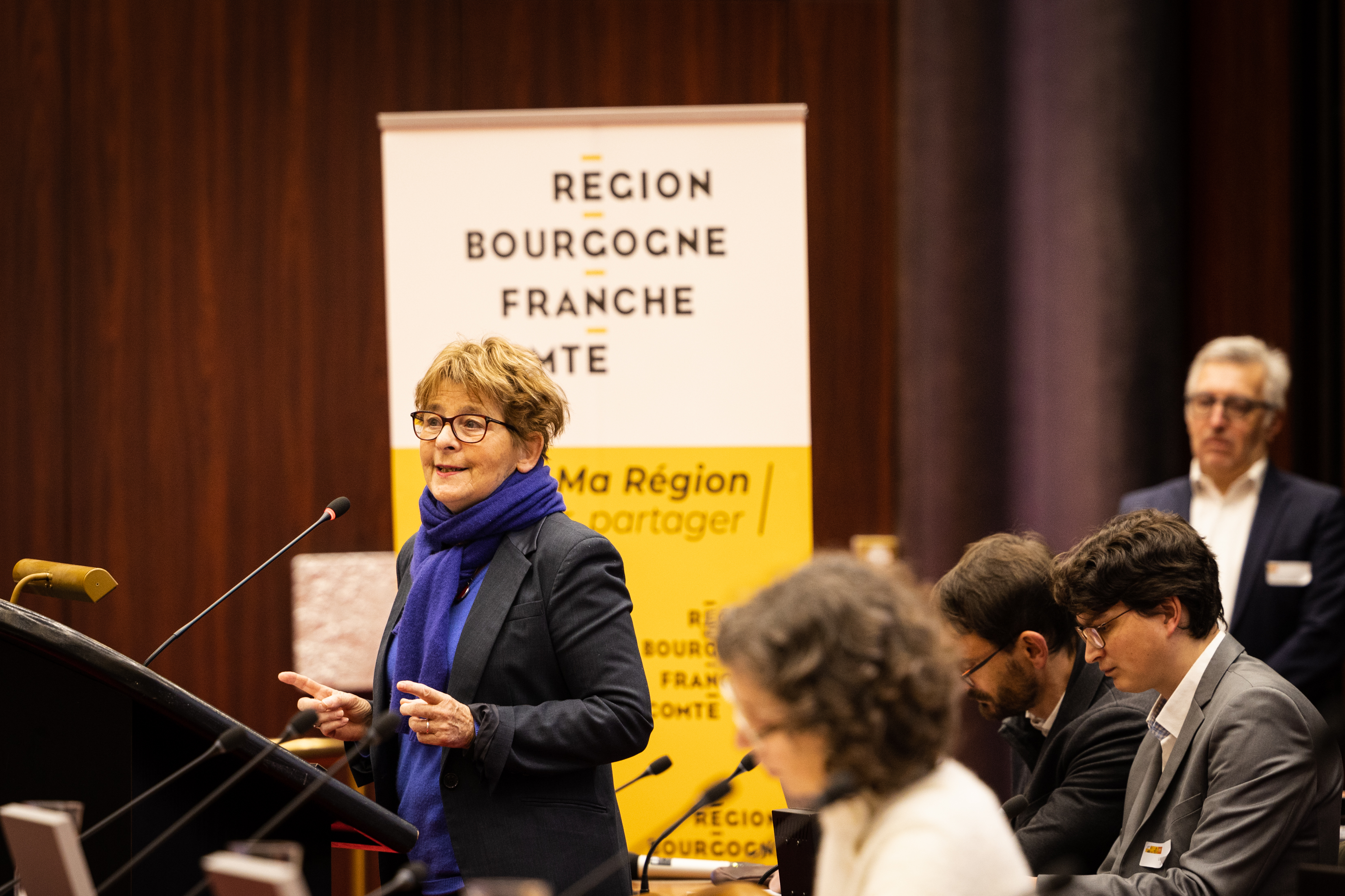 Marie-Guite Dufay, présidente de la Région Bourgogne-Franche-Comté, à la journée régionale des énergies renouvelables, mardi 13 décembre 2022 à Dijon - Photo Vincent Arbelet