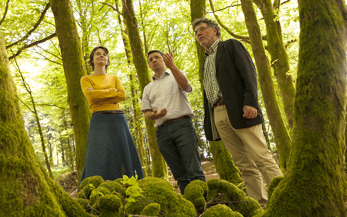 Sylvain Mathieu (au centre), vice-président de la Région Bourgogne-Franche-Comté en charge du bois, de la forêt et de la montagne - Photo David Cesbron