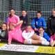 La section sportive féminine du lycée Pergaud devant le centre de formation de l'AJ Auxerre, 4 avril 2019