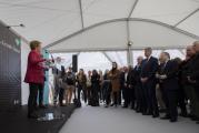 Pose de la première pierre de la future usine Vicky Foods par Marie-Guite Dufay, présidente de Région, près de Chalon-sur-Saône, mardi 21 mars 2023 - Photo Emmanuelle Baills