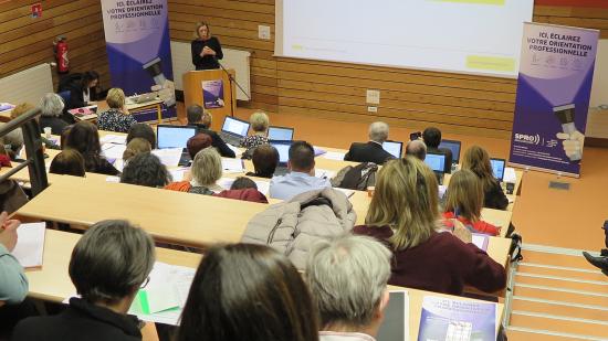 100 professionnels de l’orientation sont venus de toute la Bourgogne-Franche-Comté pour la troisième journée régionale des acteurs du SPRO, jeudi 4 avril 2019 - Photo DR 