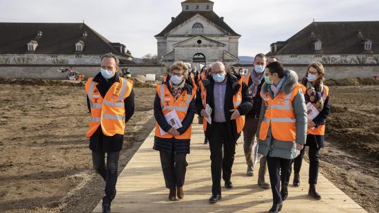 Visite du chantier « Un cercle immense », Saline royale d’Arc-et-Senans (25) le 17 février 2021 – Photos © David Cesbron / Région Bourgogne-Franche-Comté 