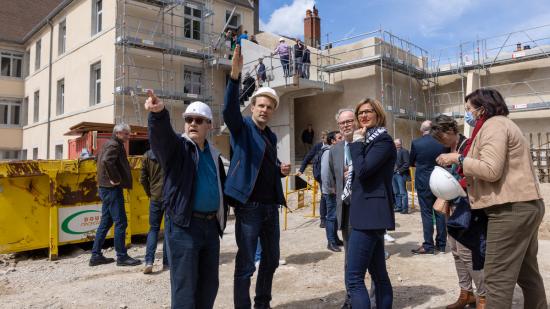 Visite du chantier du lycée Friant, à Poligny (39), jeudi 27 avril 2023 - Photo Xavier Ducordeaux