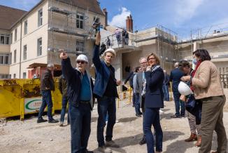 Visite du chantier du lycée Friant, à Poligny (39), jeudi 27 avril 2023 - Photo Xavier Ducordeaux