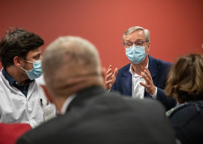 Visite des installations de télémédecine et des projets destinés à améliorer la prise en charge des victimes d’AVC au CHU de Dijon (21), mercredi 24 novembre 2021 - Photo Xavier Ducordeaux Région Bourgogne-Franche-Comté