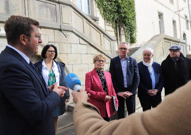 Visite de la Cité Gérôme, à Vesoul (70), qui sera réhabilitée et accueillera notamment quatre pôles du CFA de Haute-Saône, mercredi 29 mars 2023  - Photo Région Bourgogne-Franche-Comté Christophe Bidal