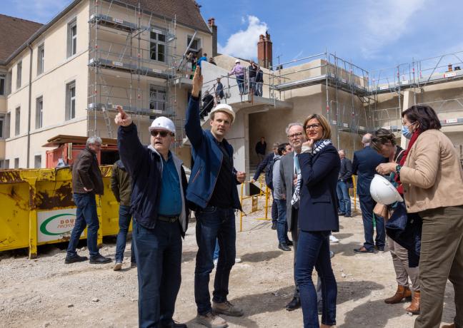 Visite du chantier du lycée Friant, à Poligny (39), jeudi 27 avril 2023 - Photo Xavier Ducordeaux