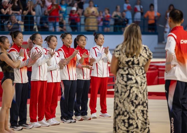 L'équipe de gymnastique de Chine.