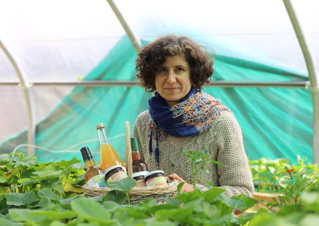 Sylvie Bugnon, responsable du Potager des Jeunes Pousses, à Grosmagny (Territoire de Belfort) - Photo Emma Miskizak