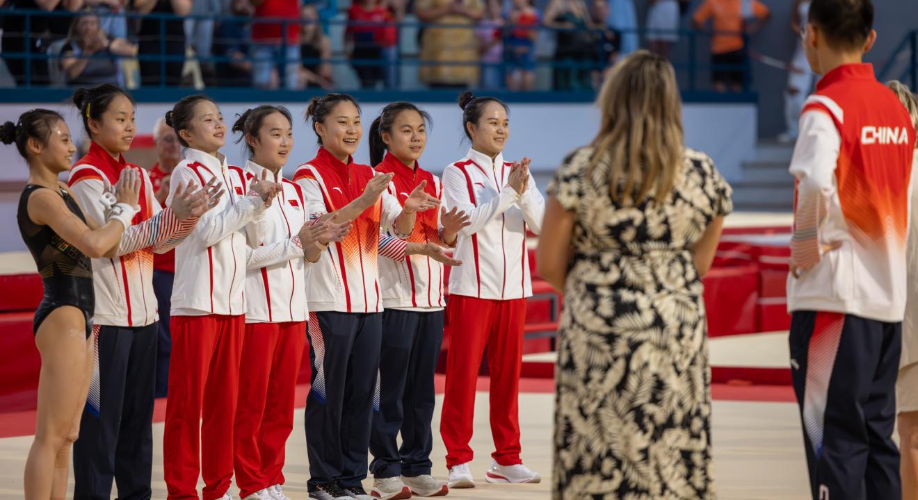 L'équipe de gymnastique de Chine.